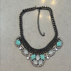 Elegant Silver and Blue Statement Necklace